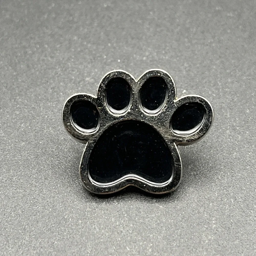Animal Paw Print Silver‎ Tone Border Lapel Hat Pin